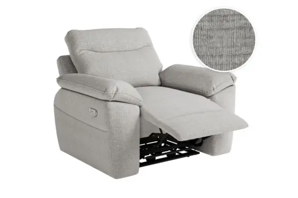 ROSS Fauteuil de relaxation électrique en tissu texturé 3D gris clair