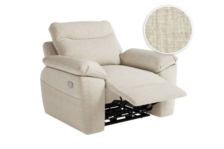 ROSS Fauteuil de relaxation électrique en tissu texturé 3D beige