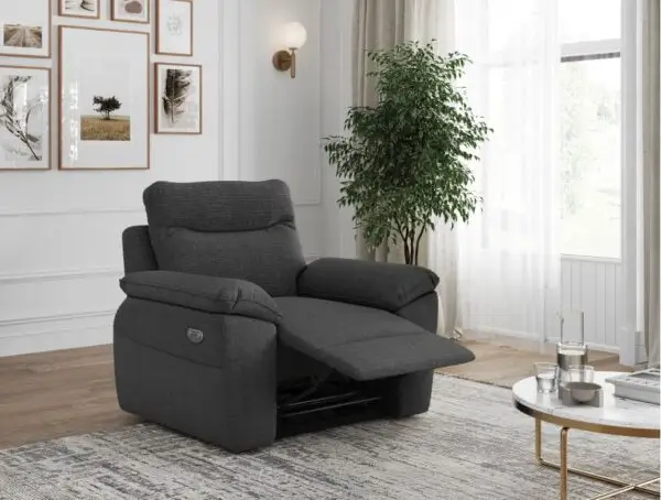 ROSS Fauteuil de relaxation électrique en tissu texturé 3D gris foncé – Image 2