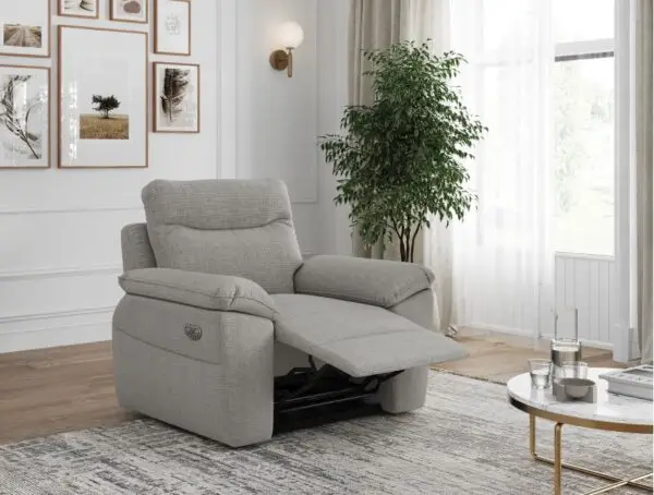 ROSS Fauteuil de relaxation électrique en tissu texturé 3D gris clair – Image 2