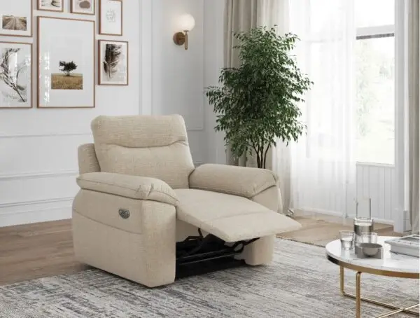 ROSS Fauteuil de relaxation électrique en tissu texturé 3D beige – Image 2