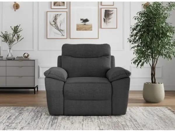 ROSS Fauteuil de relaxation électrique en tissu texturé 3D gris foncé – Image 3