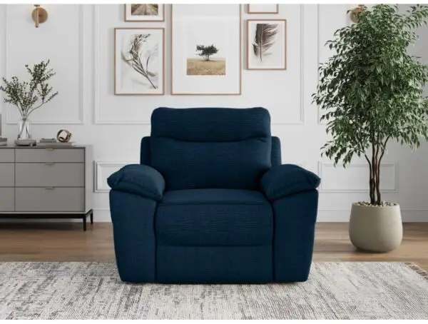 ROSS Fauteuil de relaxation électrique en tissu texturé 3D bleu foncé – Image 3