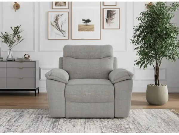 ROSS Fauteuil de relaxation électrique en tissu texturé 3D gris clair – Image 3