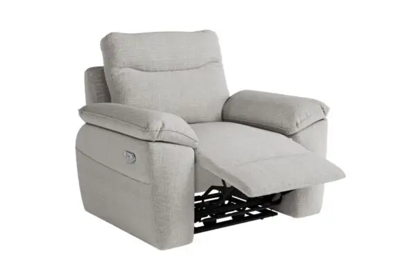 ROSS Fauteuil de relaxation électrique en tissu texturé 3D gris clair – Image 4