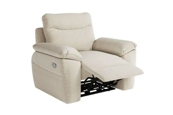 ROSS Fauteuil de relaxation électrique en tissu texturé 3D beige – Image 4