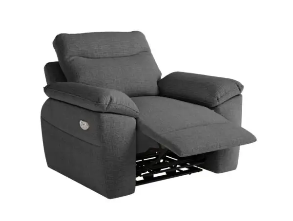 ROSS Fauteuil de relaxation électrique en tissu texturé 3D gris foncé – Image 6