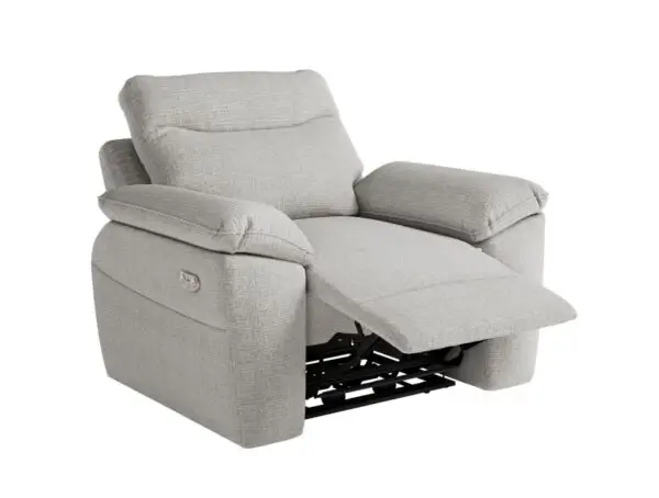 ROSS Fauteuil de relaxation électrique en tissu texturé 3D gris clair – Image 5