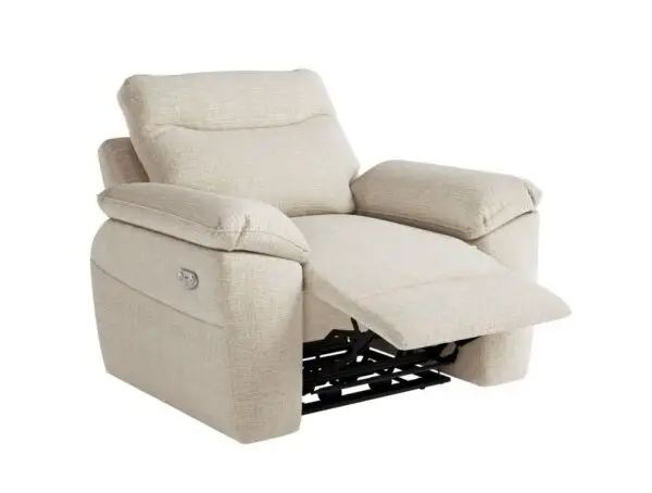 ROSS Fauteuil de relaxation électrique en tissu texturé 3D beige – Image 5