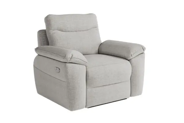ROSS Fauteuil de relaxation électrique en tissu texturé 3D gris clair – Image 7