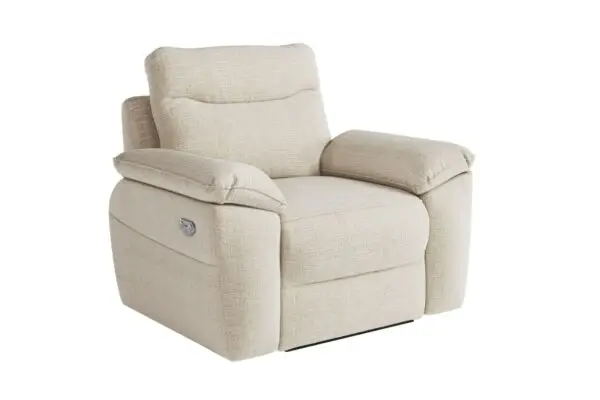 ROSS Fauteuil de relaxation électrique en tissu texturé 3D beige – Image 7