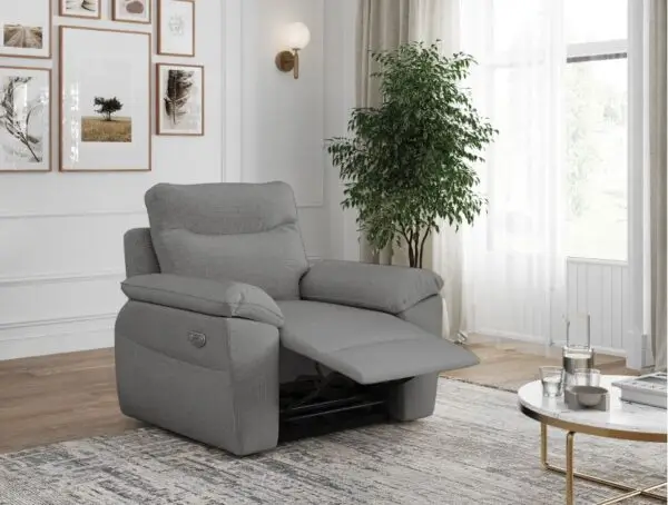 ROSS Fauteuil de relaxation électrique en tissu gris – Image 2
