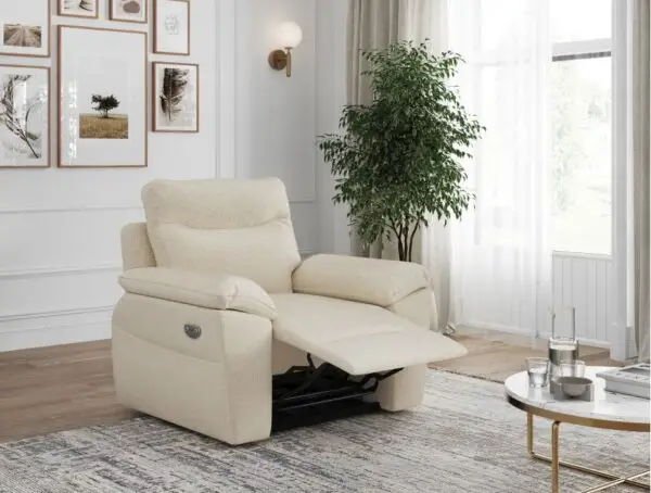 ROSS Fauteuil de relaxation électrique en tissu   beige – Image 2