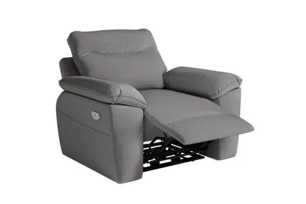 ROSS Fauteuil de relaxation électrique en tissu gris – Image 4