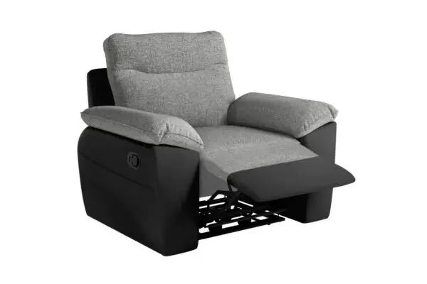 ROSS Fauteuil de relaxation manuel en tissu et simili  noir/gris
