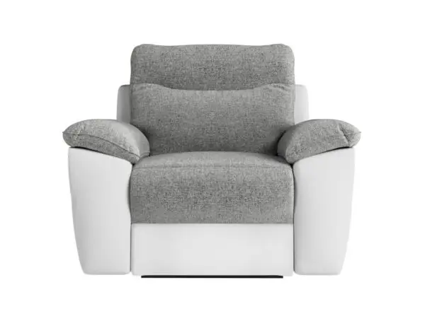 ROSS Fauteuil de relaxation manuel en tissu et simili blanc gris – Image 2