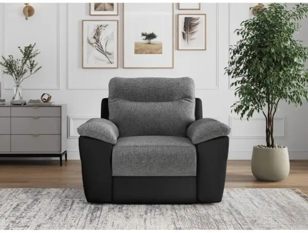 ROSS Fauteuil de relaxation manuel en tissu et simili  noir/gris – Image 3