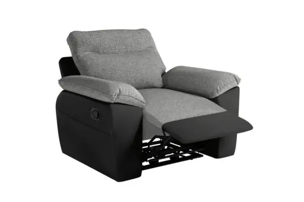 ROSS Fauteuil de relaxation manuel en tissu et simili  noir/gris – Image 4