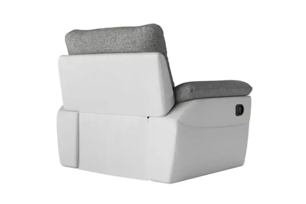 ROSS Fauteuil de relaxation manuel en tissu et simili blanc gris – Image 4