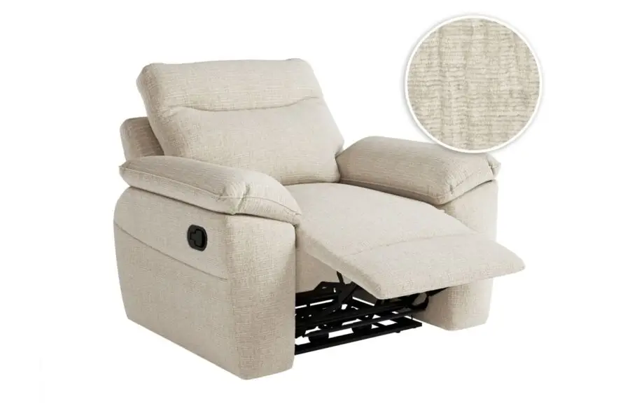 ROSS Fauteuil de relaxation manuel en tissu texturé 3D beige