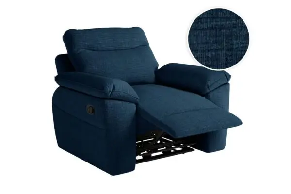 ROSS Fauteuil de relaxation manuel en tissu texturé 3D bleu foncé
