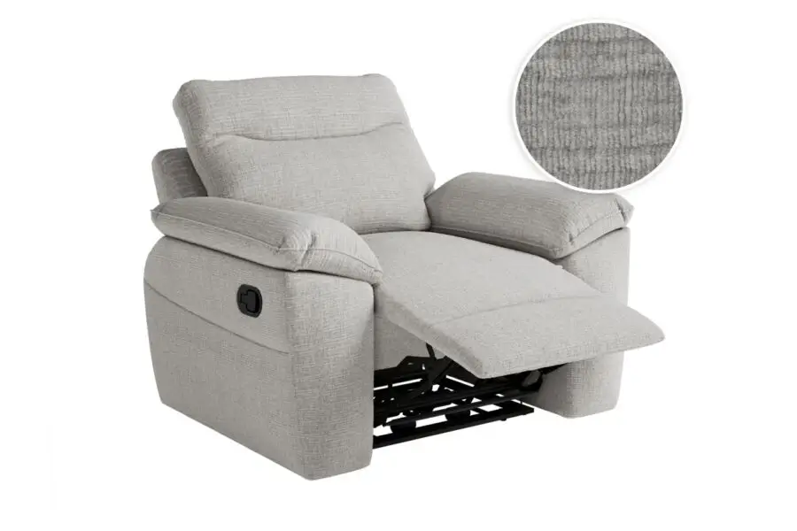 ROSS Fauteuil de relaxation manuel en tissu texturé 3D gris clair