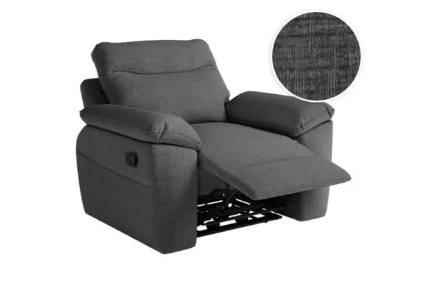 ROSS Fauteuil de relaxation manuel en tissu texturé 3D gris foncé