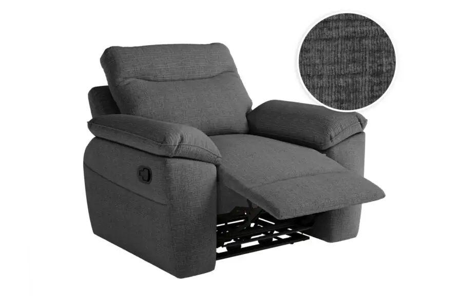 ROSS Fauteuil de relaxation manuel en tissu texturé 3D gris foncé