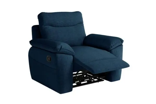 ROSS Fauteuil de relaxation manuel en tissu texturé 3D bleu foncé – Image 4
