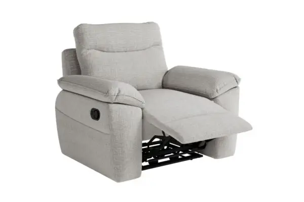 ROSS Fauteuil de relaxation manuel en tissu texturé 3D gris clair – Image 4