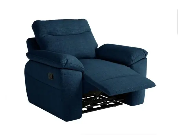ROSS Fauteuil de relaxation manuel en tissu texturé 3D bleu foncé – Image 5