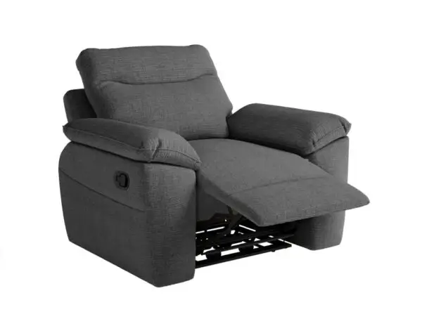 ROSS Fauteuil de relaxation manuel en tissu texturé 3D gris foncé – Image 5