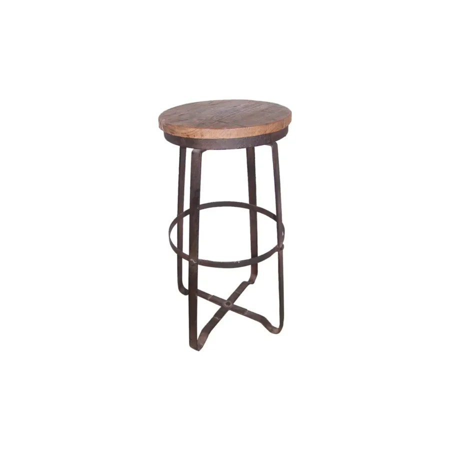 Tabouret de bar industriel réglable, métal et bois, design vintage