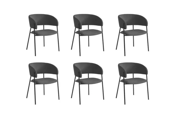 BOLD lot de six chaises en velours côtelé  gris foncé