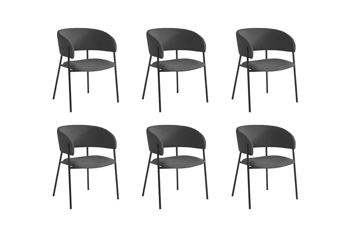 BOLD lot de six chaises en velours côtelé  gris foncé