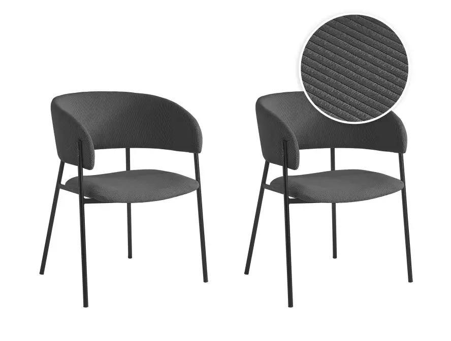BOLD lot de six chaises en velours côtelé  gris foncé – Image 3