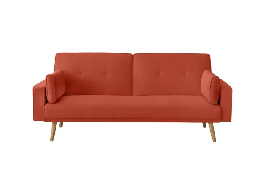 DIANA Canapé droit 3 places scandinave convertible en tissu  rouille