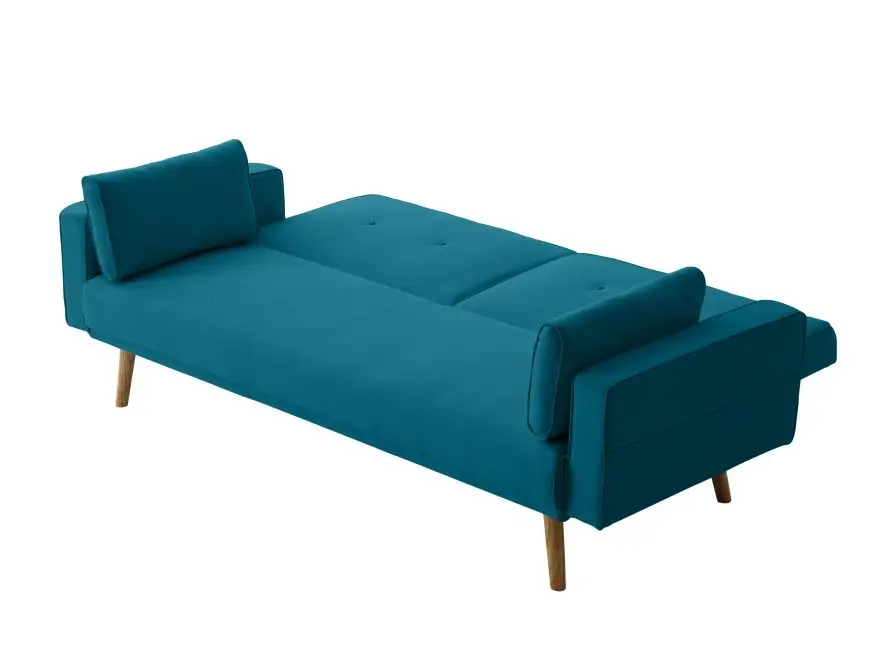 DIANA Canapé droit 3 places scandinave convertible en tissu  bleu pétrole – Image 5