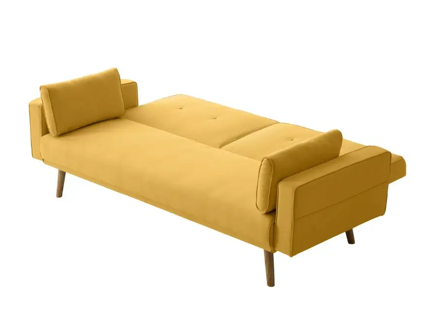 DIANA Canapé droit 3 places scandinave convertible en tissu jaune – Image 5