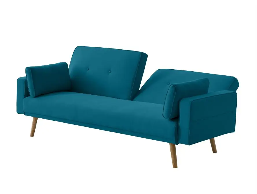 DIANA Canapé droit 3 places scandinave convertible en tissu  bleu pétrole – Image 6