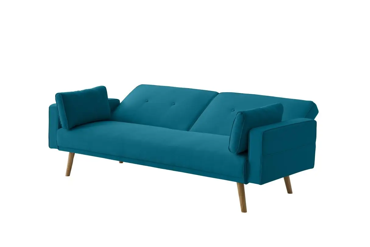 DIANA Canapé droit 3 places scandinave convertible en tissu  bleu pétrole – Image 7