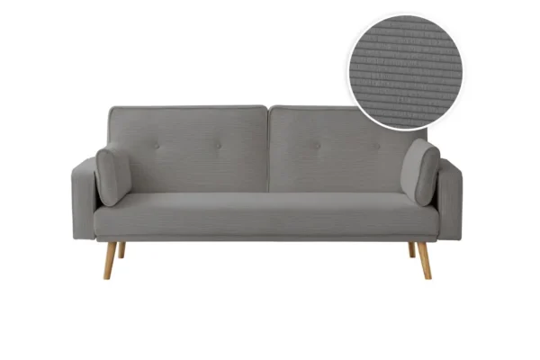 DIANA Canapé droit 3 places scandinave en velours côtelé gris