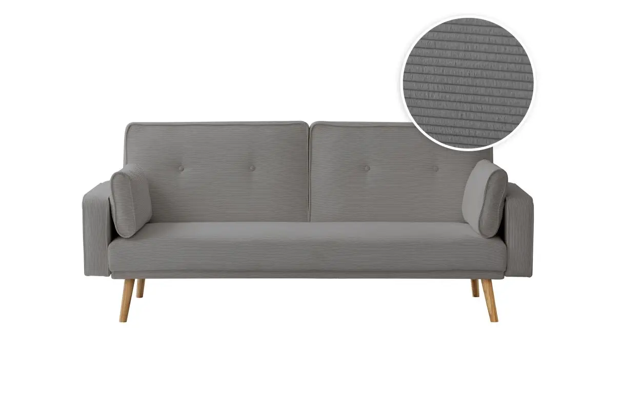 DIANA Canapé droit 3 places scandinave en velours côtelé gris