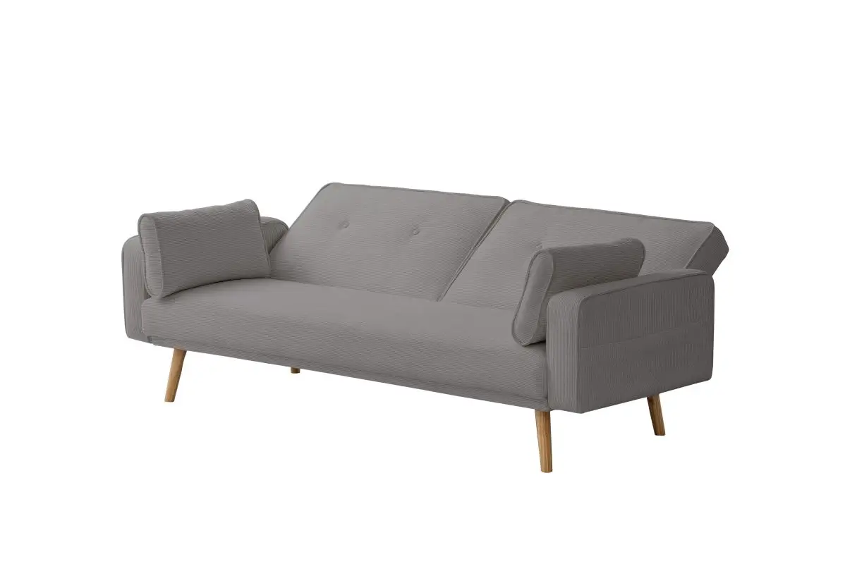 DIANA Canapé droit 3 places scandinave en velours côtelé gris – Image 5