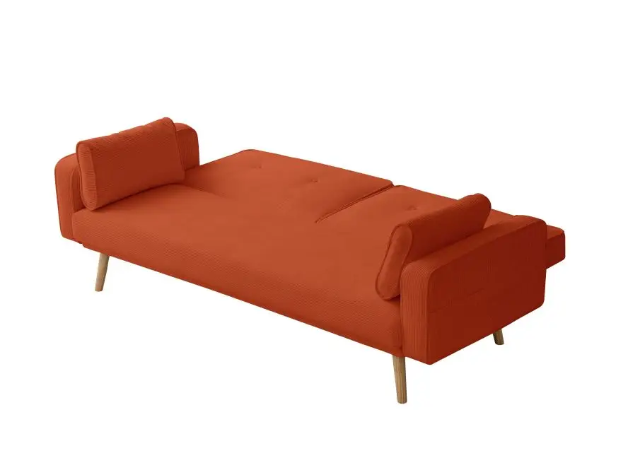 DIANA Canapé droit 3 places scandinave en velours côtelé terracota – Image 5