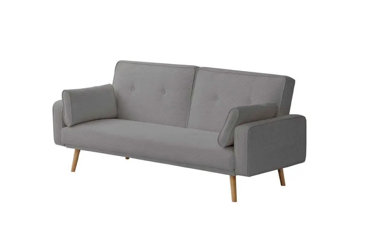 DIANA Canapé droit 3 places scandinave en velours côtelé gris – Image 6