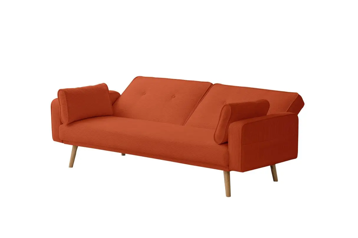 DIANA Canapé droit 3 places scandinave en velours côtelé terracota – Image 6