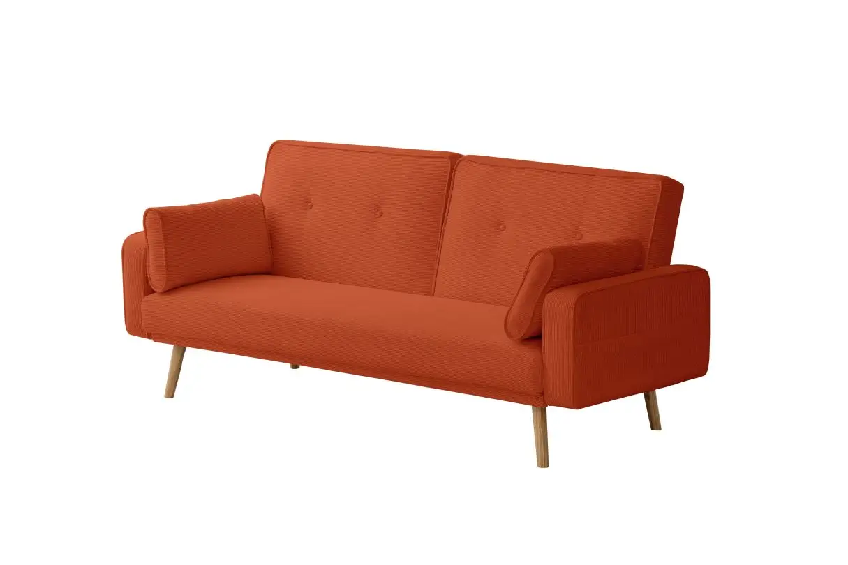 DIANA Canapé droit 3 places scandinave en velours côtelé terracota – Image 7