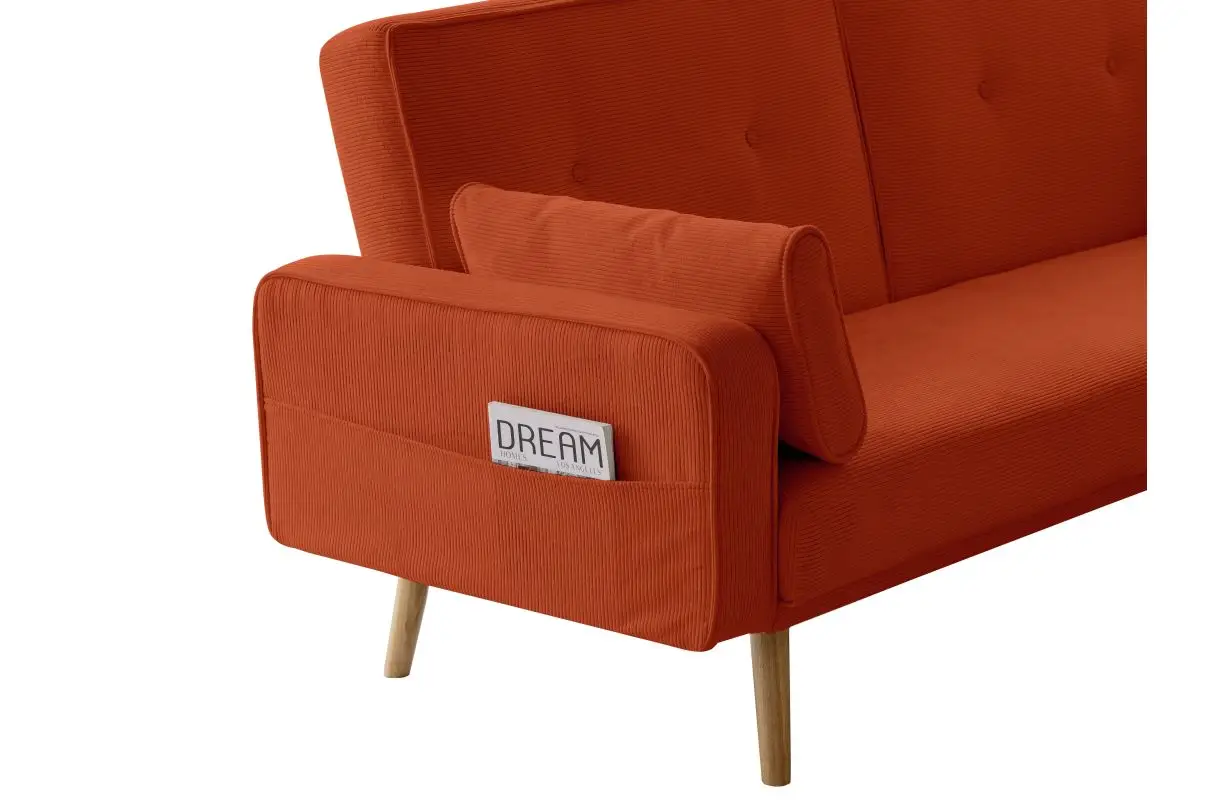 DIANA Canapé droit 3 places scandinave en velours côtelé terracota – Image 8
