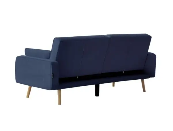 DIANA Canapé droit 3 places scandinave en velours côtelé bleu foncé – Image 8